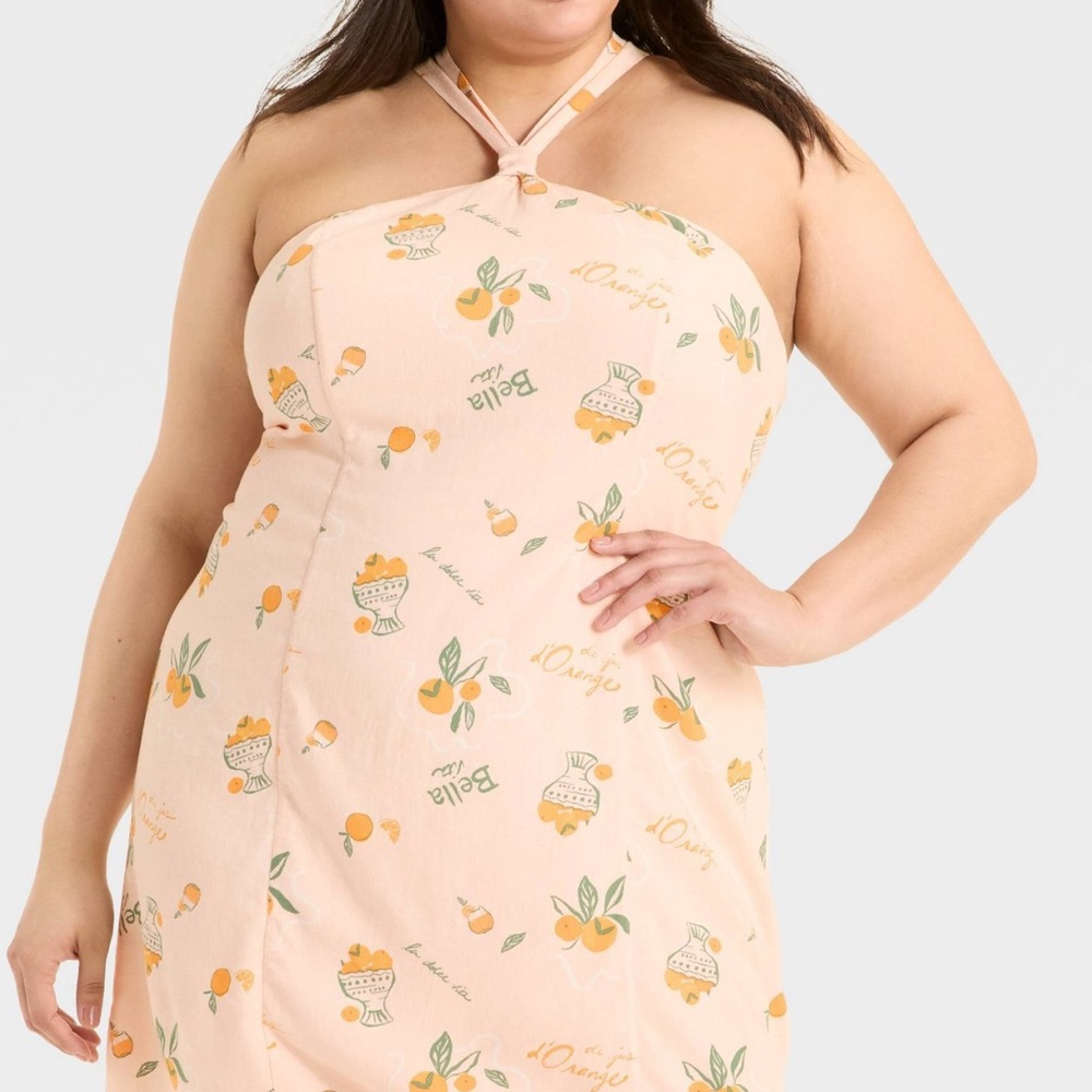 Women's Knotted Y-Neck Linen Mini A-Line Dress - Wild Fable™ Pink XXL